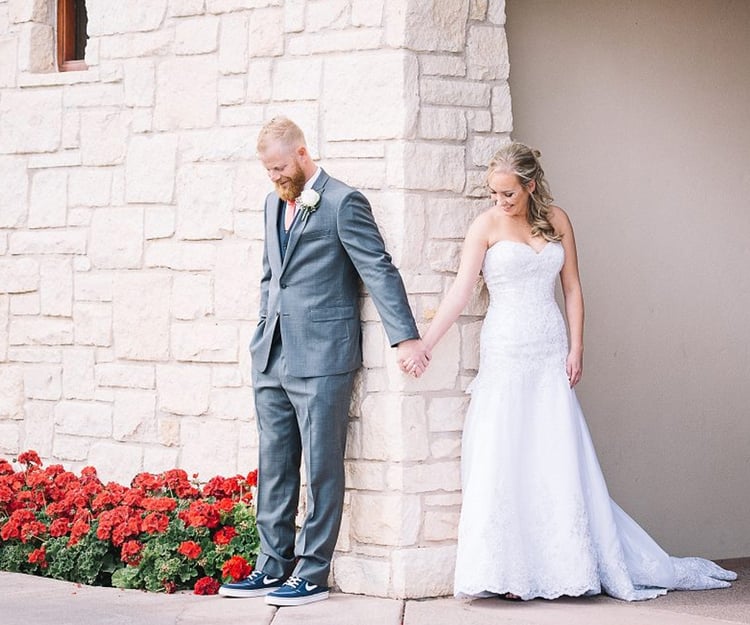 Groom With Wedding Sneakers at Ocotillo Oasis