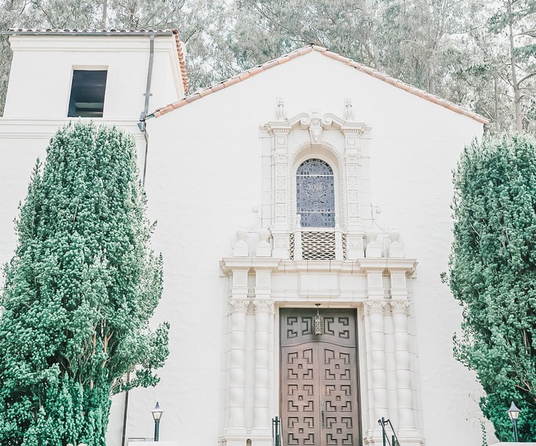 The stunning Presidio Chapel is commonly paired with the Golden Gate Club