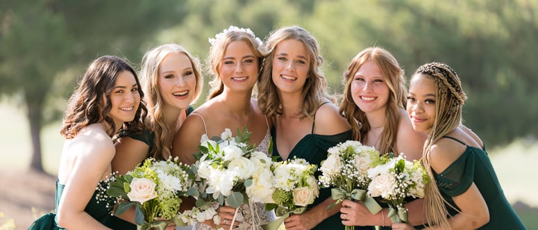 Wedding Colors-Bridesmaids in Emerald and Ivory at Aliso Viejo by Wedgewood Weddings