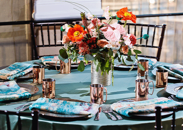 Vibrant Florals with Blue Linens