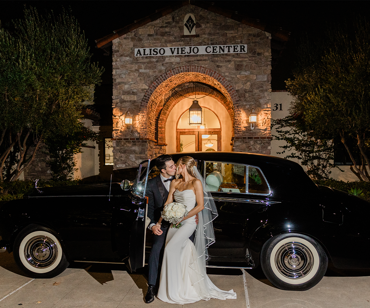 Nighttime, classic car at Aliso Viejo by Wedgewood Weddings