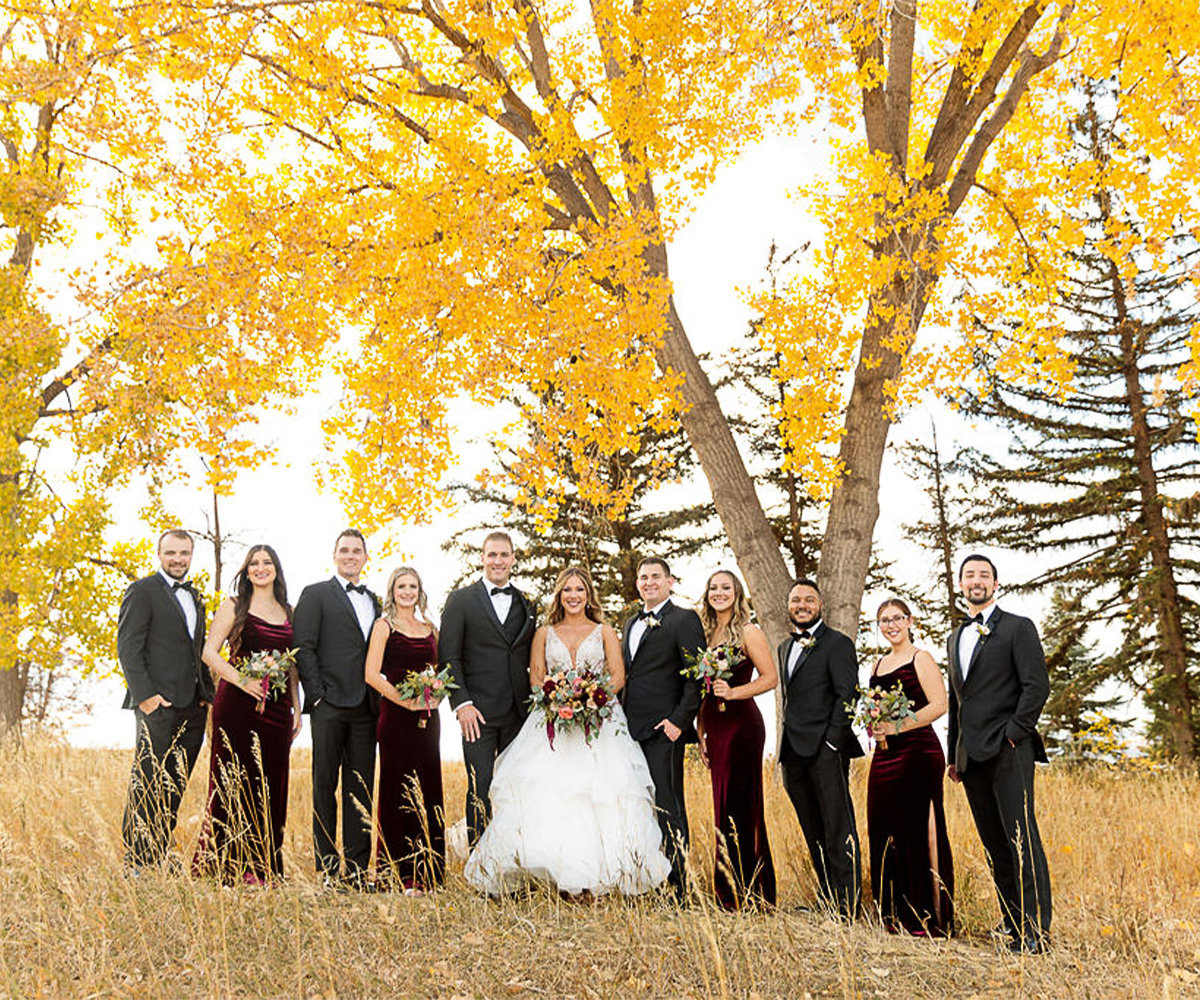 Wedding party with fall trees - Ashley Ridge by Wedgewood Weddings - 4