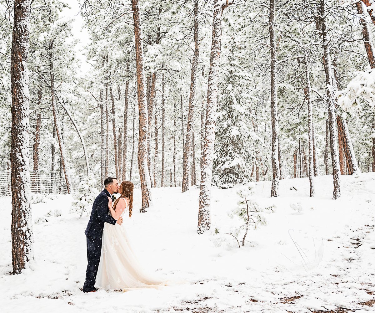 Snow, winter wedding photo op at Black Forest by Wedgewood Weddings