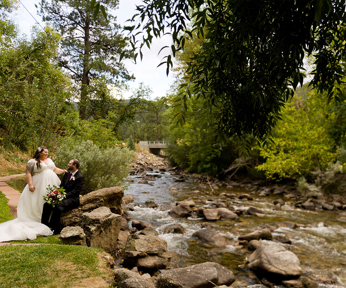 Charming Boulder Creek Ceremony Area Alongside Babbling Brook with Mountain Views