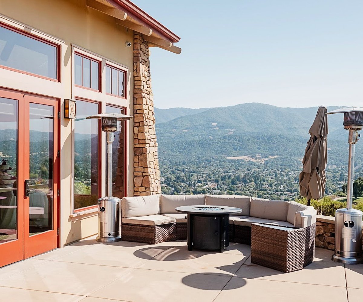 Patio with furniture and views at Boulder Ridge by Wedgewood Weddings