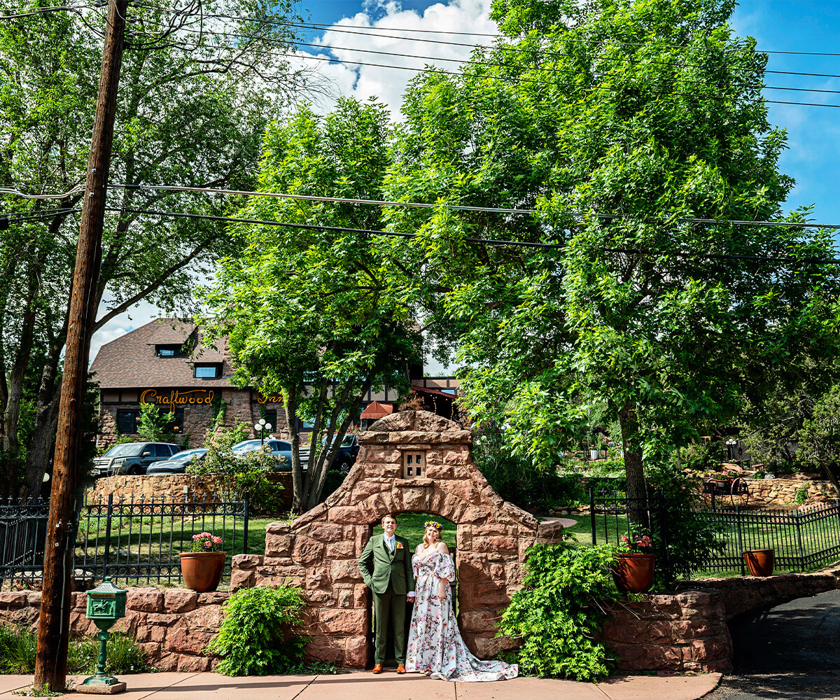 Couple in front of Craftwood Peak by Wedgewood Weddings