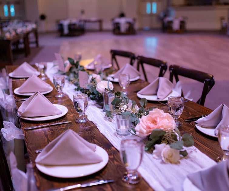 Farm table with decor - Creekside Terrace by Wedgewood Weddings