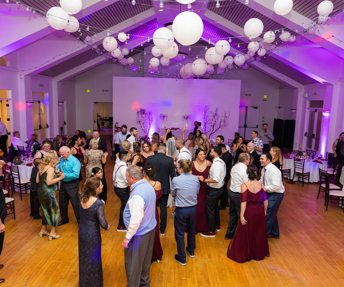 Reception with purple uplighting - Cuvier Club by Wedgewood Weddings