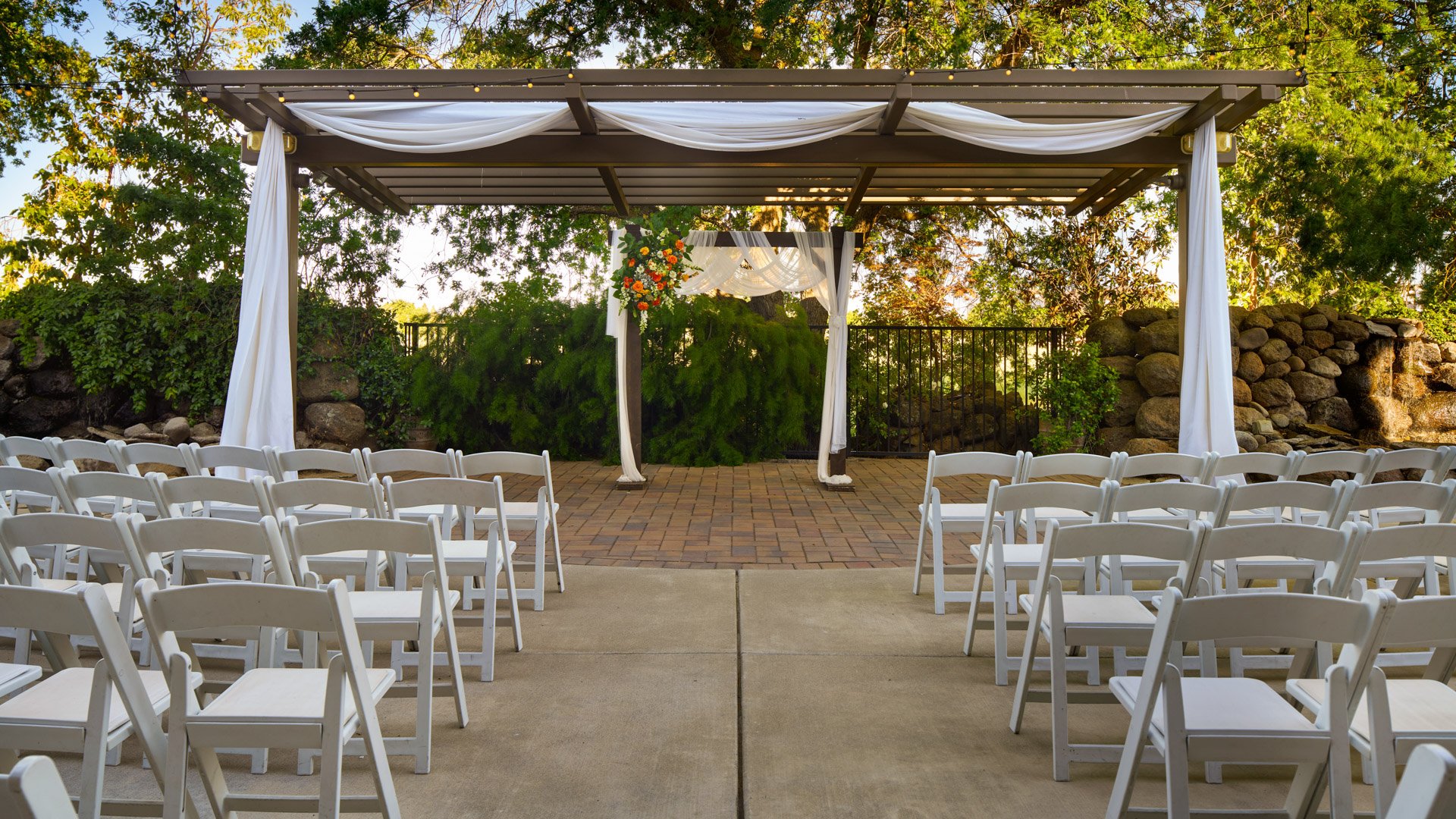 03 - Evergreen Springs - EVGN - Waterfall Arbor - Outdoor Ceremony