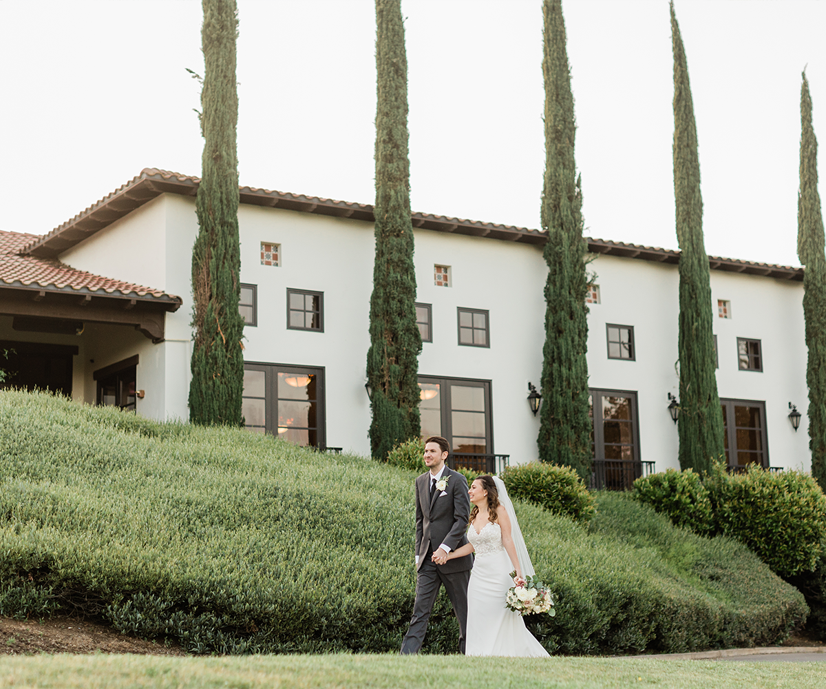 Couple outside at Fallbrook Estate by Wedgewood Weddings