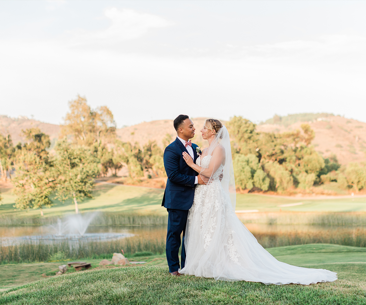 Couple by lake at Fallbrook Estate by Wedgewood Weddings