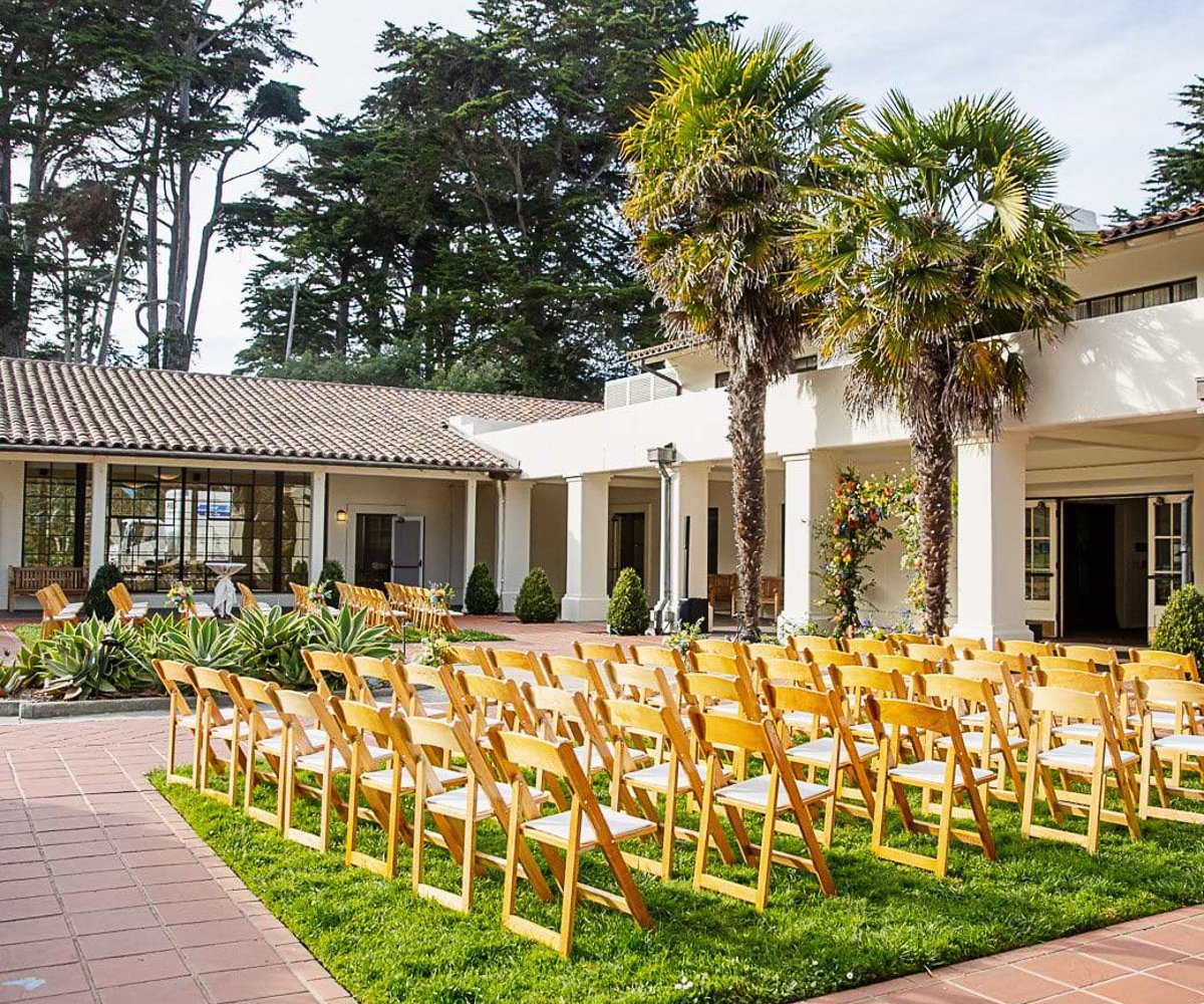Alfresco courtyard ceremony in the San Francisco Bay area - Golden Gate Club at the Presidio - Wedgewood Weddings