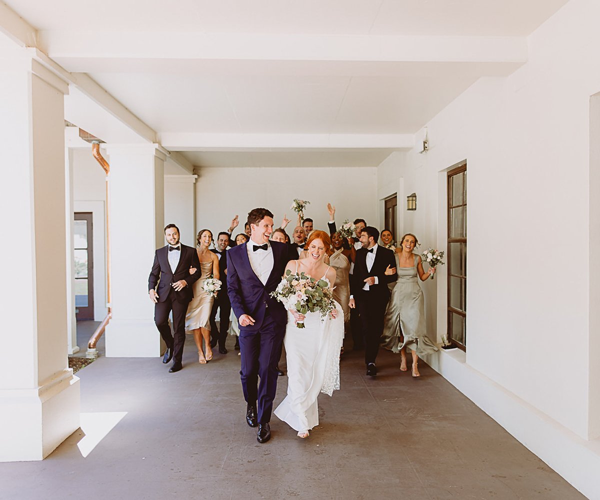 Modern photo op with wedding party - Golden Gate Club at the Presidio