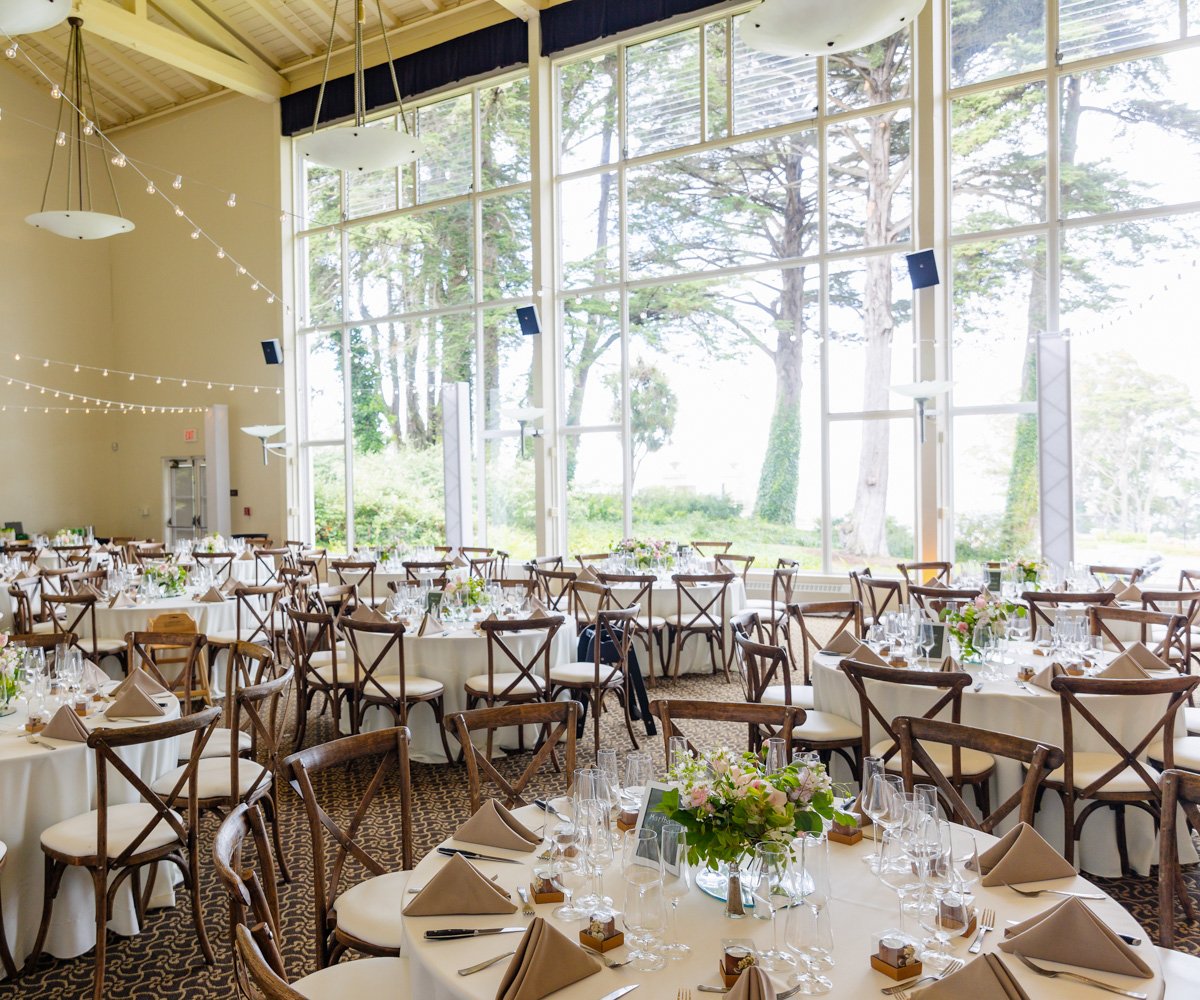 Ventana Ballroom reception with views of the Bay Area - Golden Gate Club at the Presidio - Wedgewood Weddings - 5