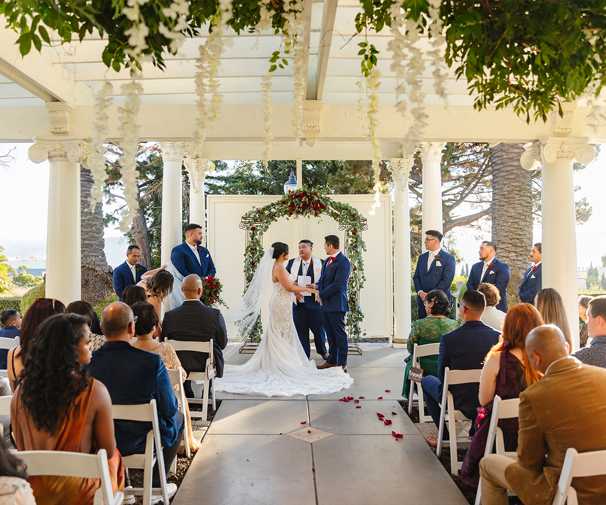 Ceremony with floral- Jefferson Street Mansion by Wedgewood Weddings