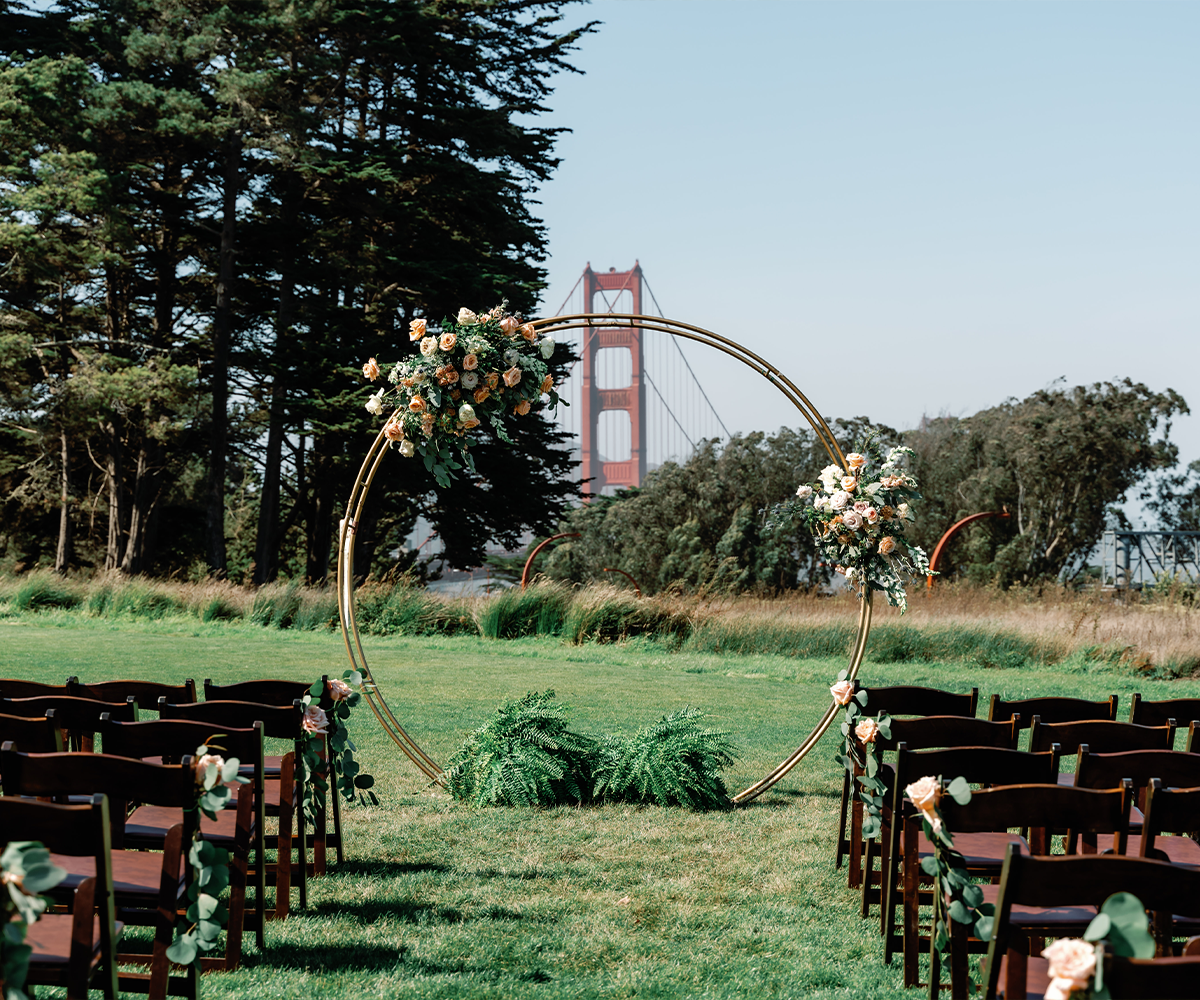 Ceremony with views of golden gate bridge - Log Cabin by Wedgewood Weddings