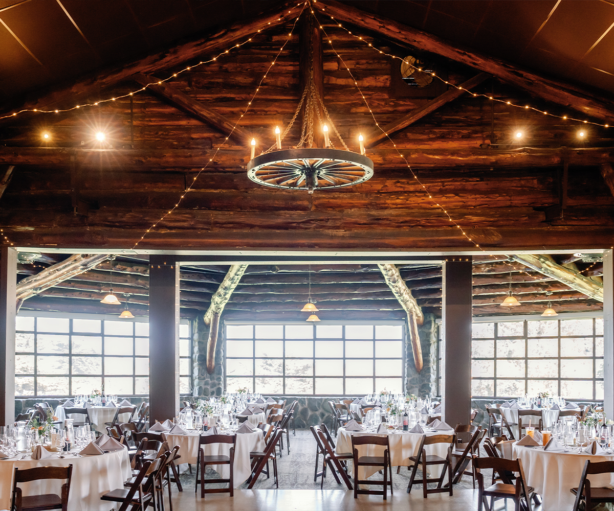 Reception setup - Log Cabin by Wedgewood Weddings