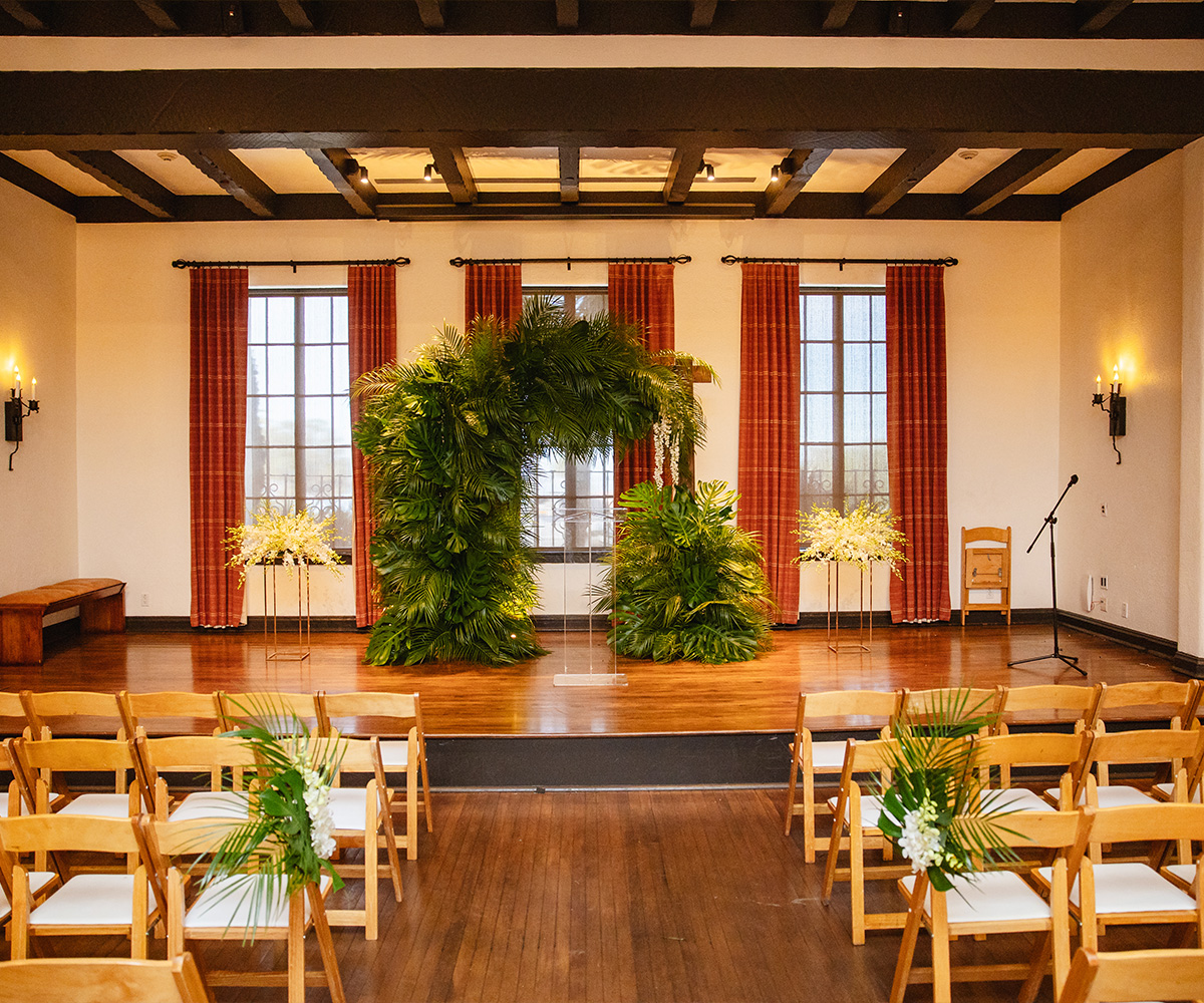 Indoor ceremony at Moraga Hall - Officers Club by Wedgewood Weddings