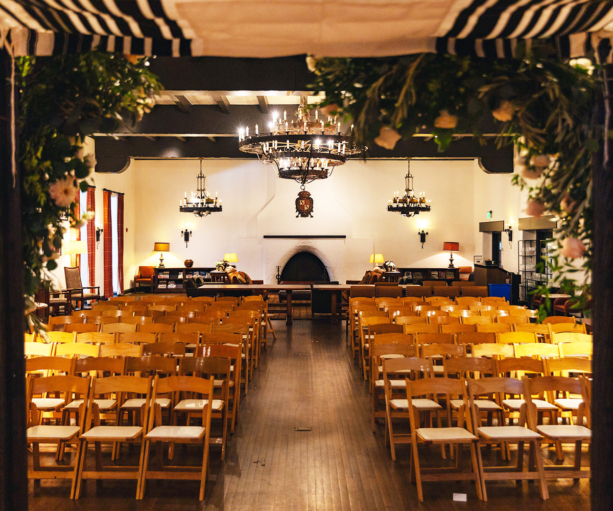 Indoor ceremony at Moraga Hall 2 - Officers Club by Wedgewood Weddings