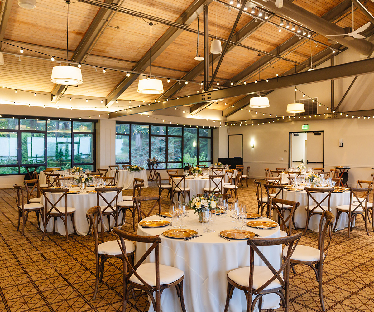 Ortega Ballroom with views of forest - Officers Club by Wedgewood Weddings