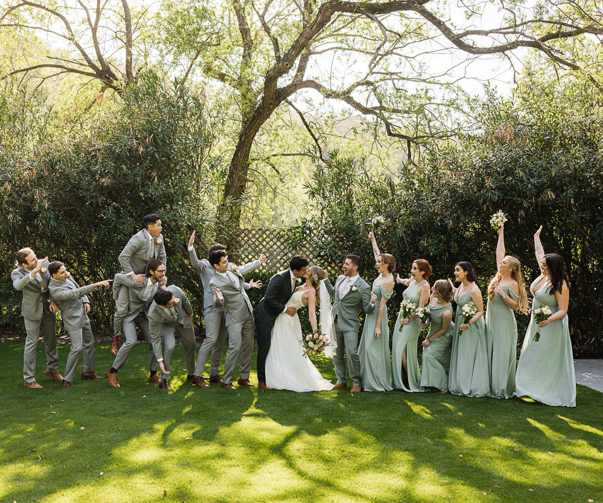 Wedding party photo op with tree at Redwood Canyon by Wedgewood Weddings