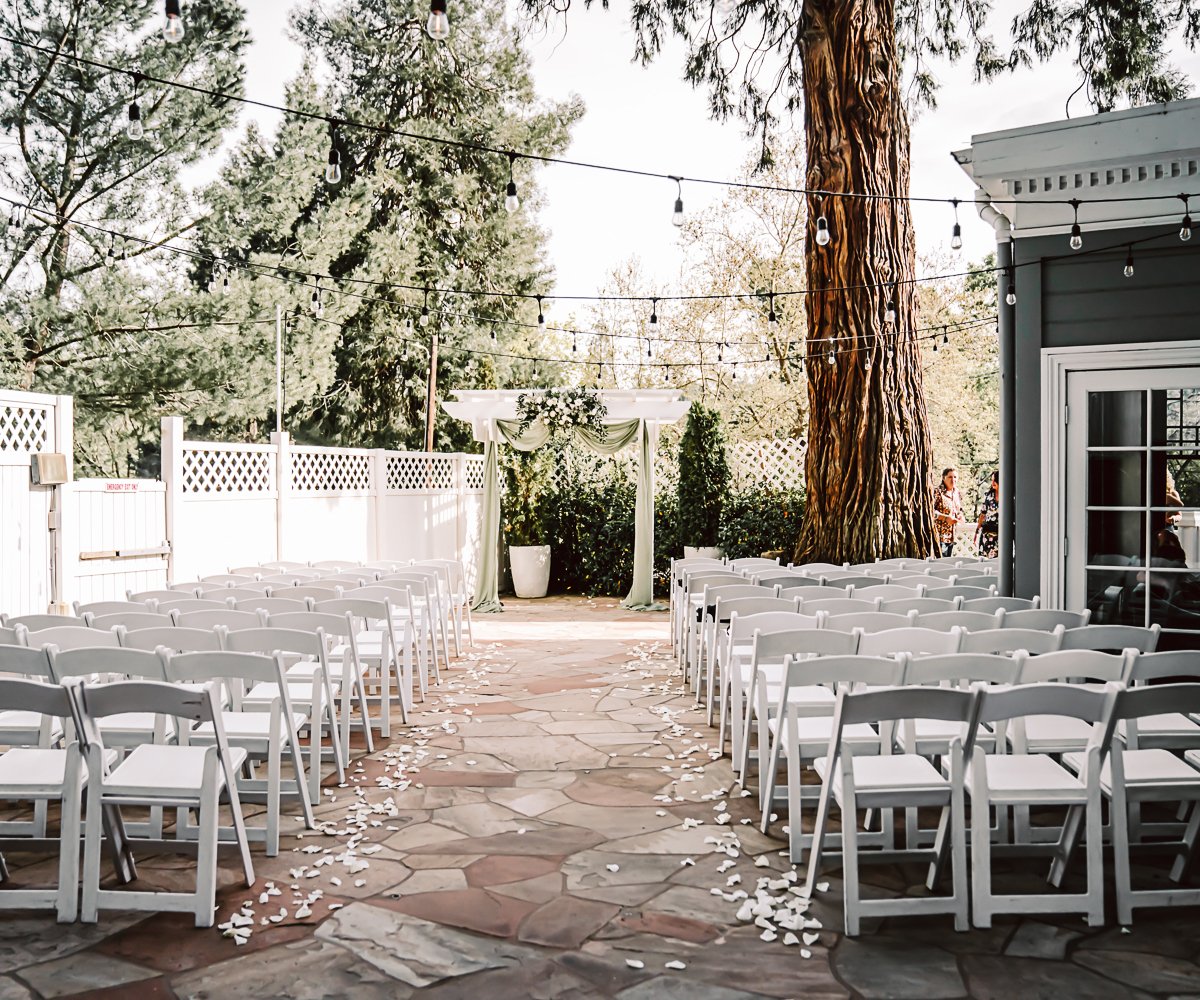 Patio ceremony - Sequoia Mansion by Wedgewood Weddings