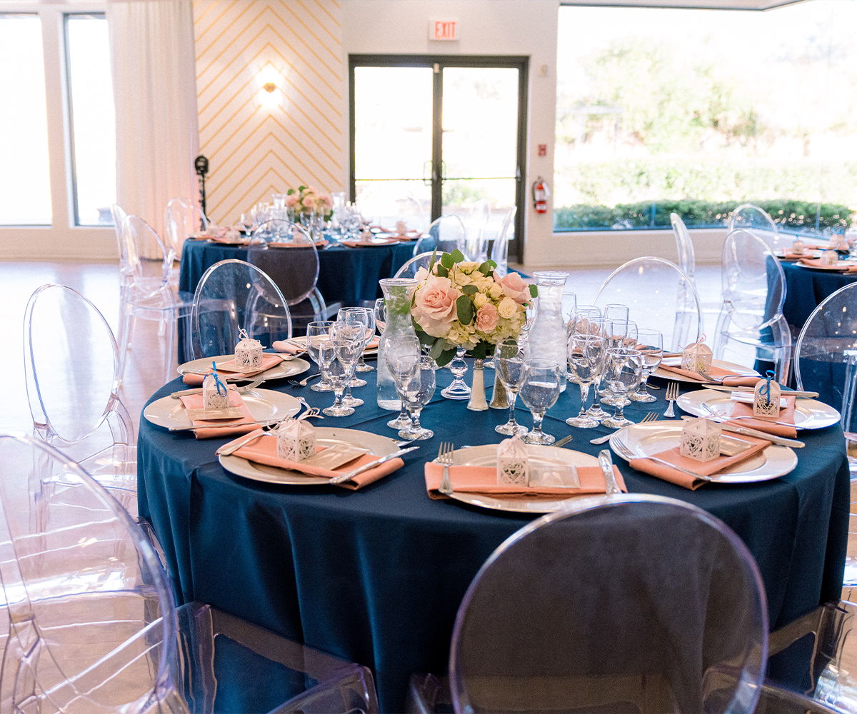 Reception with ghost chairs - Stallion Mountain by Wedgewood Weddings