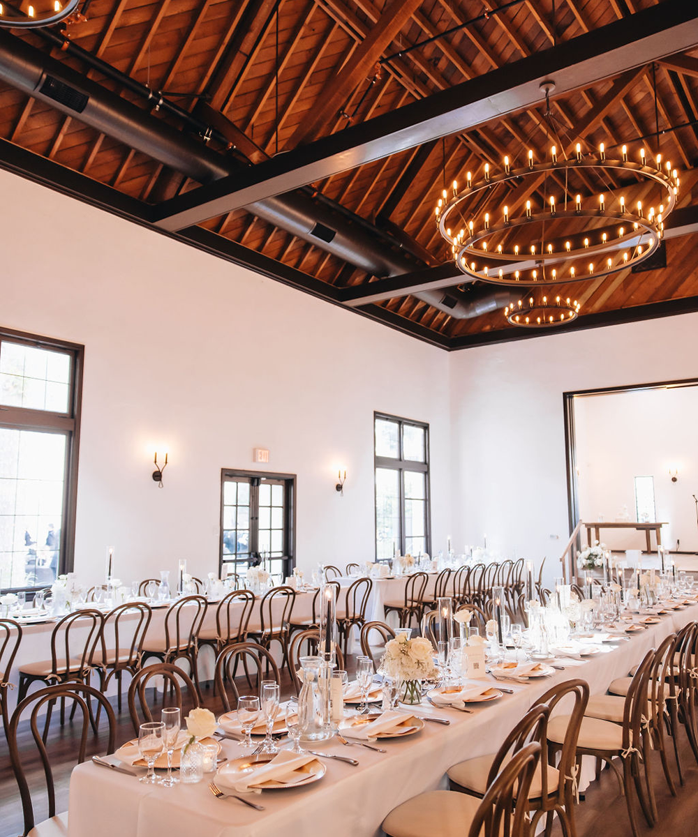 Reception - long tables at The Sanctuary by Wedgewood Weddings
