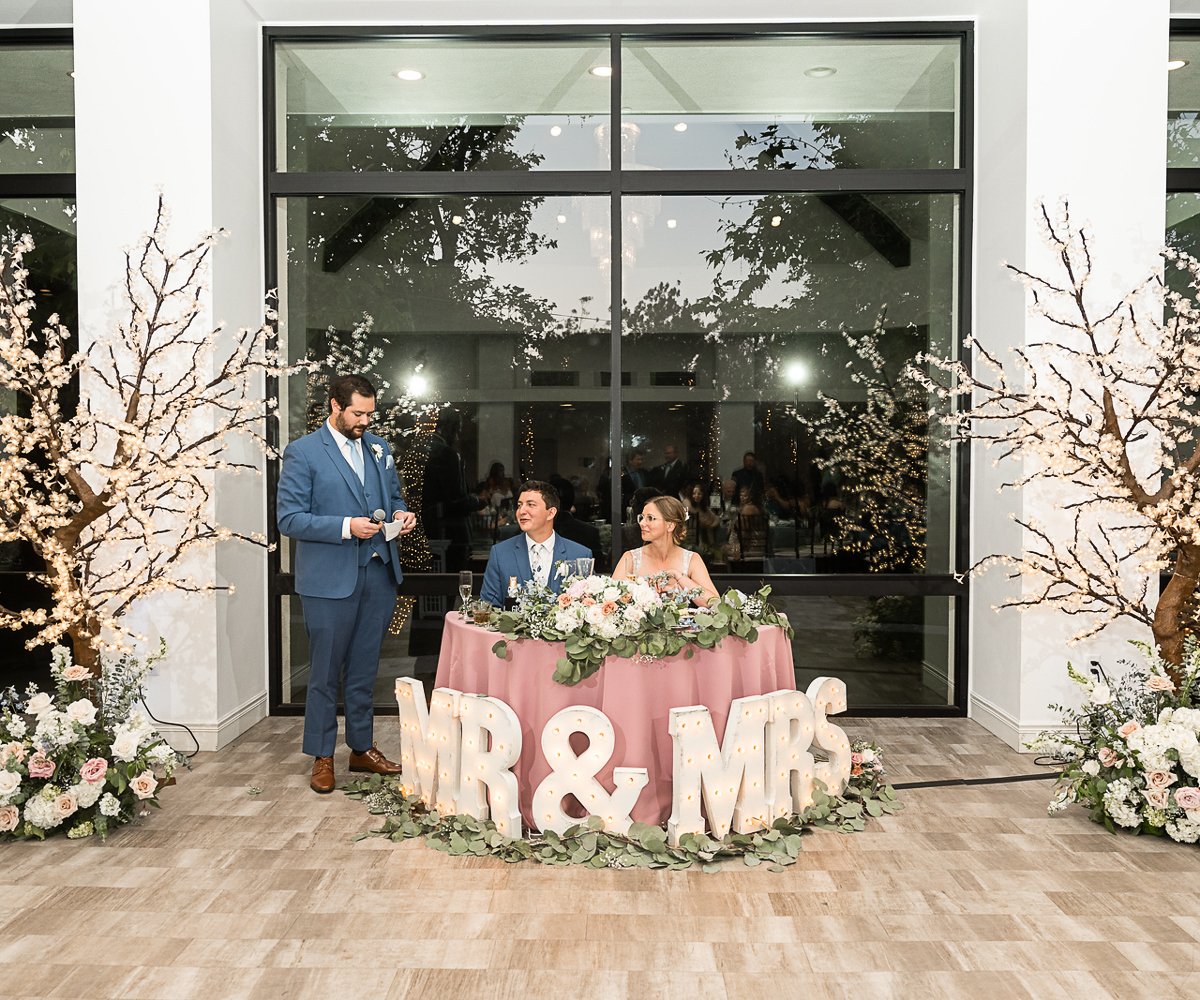 Sweetheart table with LED trees, University Club by Wedgewood Weddings