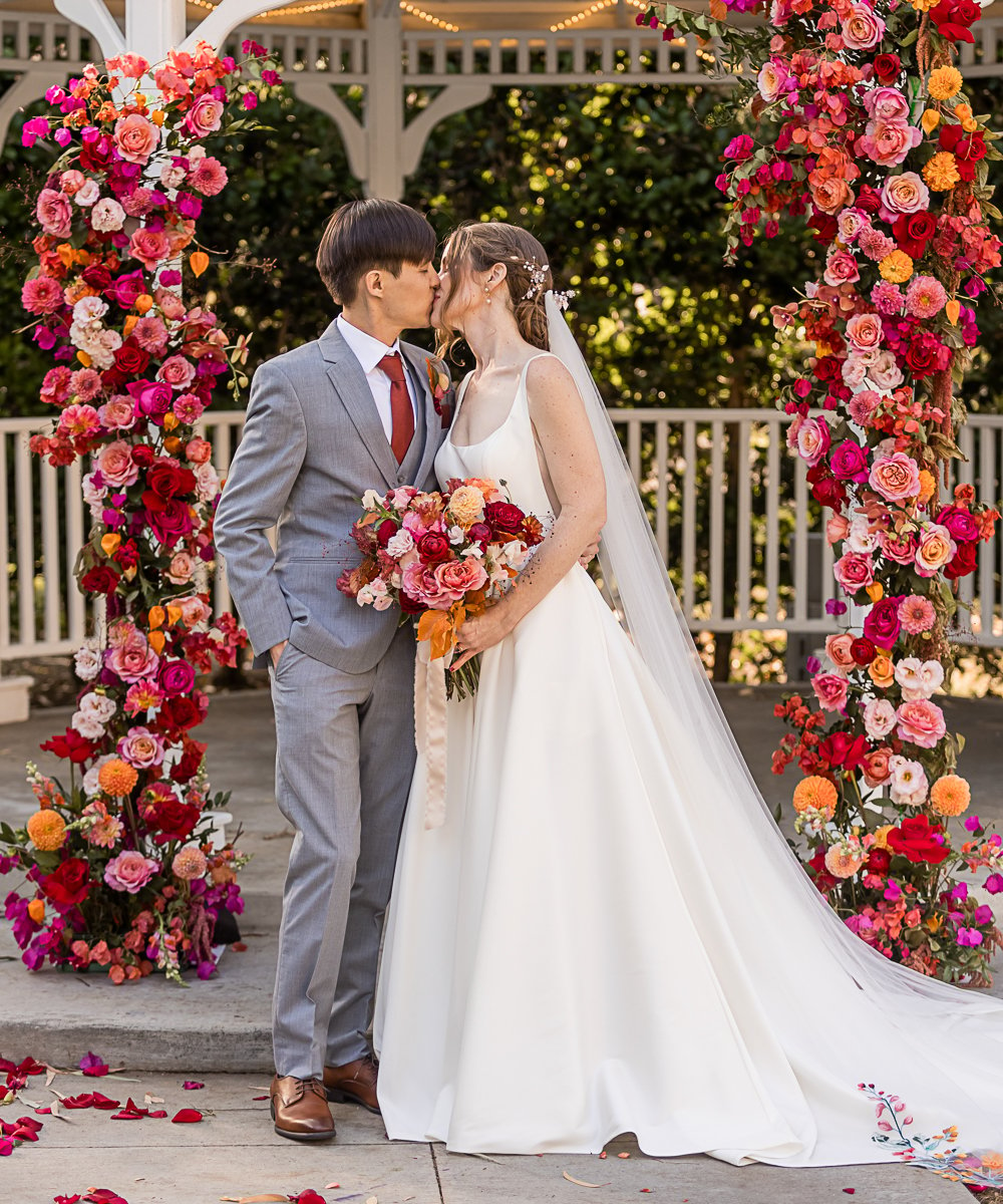 Couple with vibrant flowers, University Club