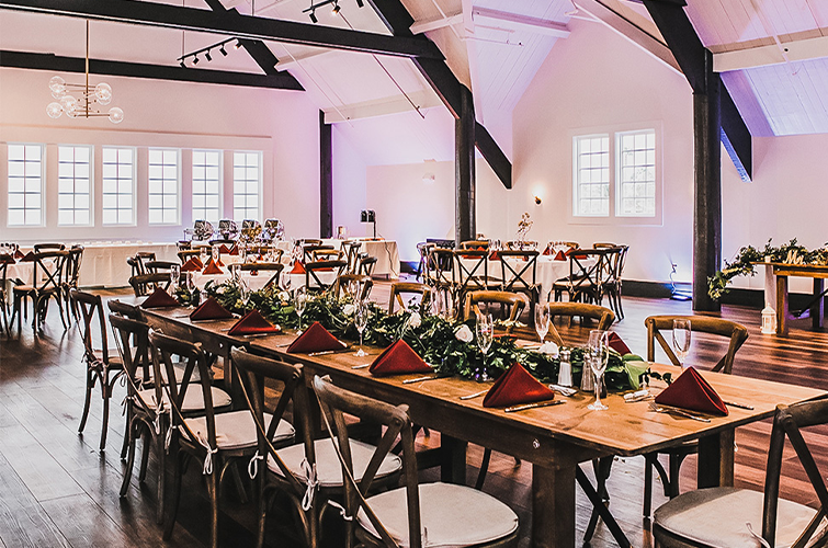 Vaulted Ceilings in the Ballroom at Carlsbad Windmill by Wedgewood Weddings