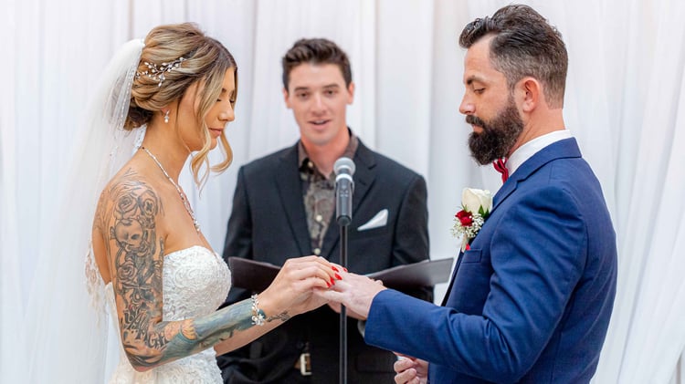 Ring Exchange - Aaron & Lynnea's Wedding at The Carlsbad Windmill