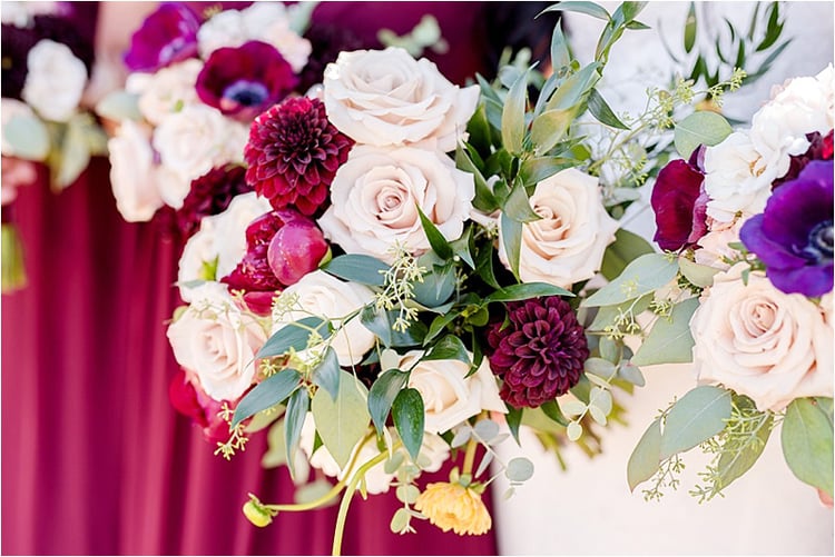 stunning wedding bouquets of pink roses and gold accents