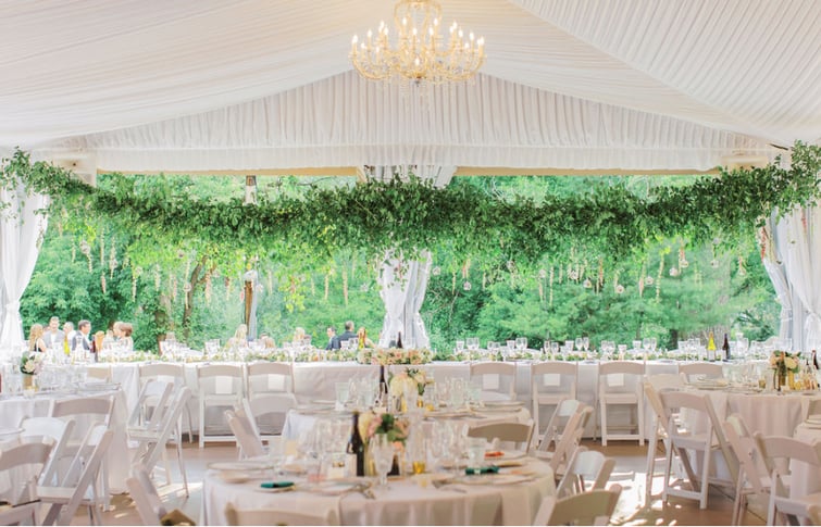 Outdoor Reception Pavilion with Verdant Oversized Florals