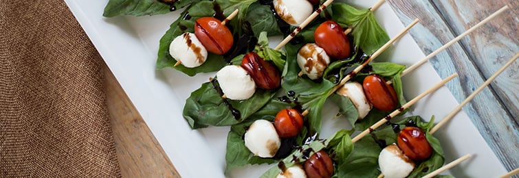 Fresh Mozzarella & Grape Tomato Caprese Skewer  - Wedgewood Weddings