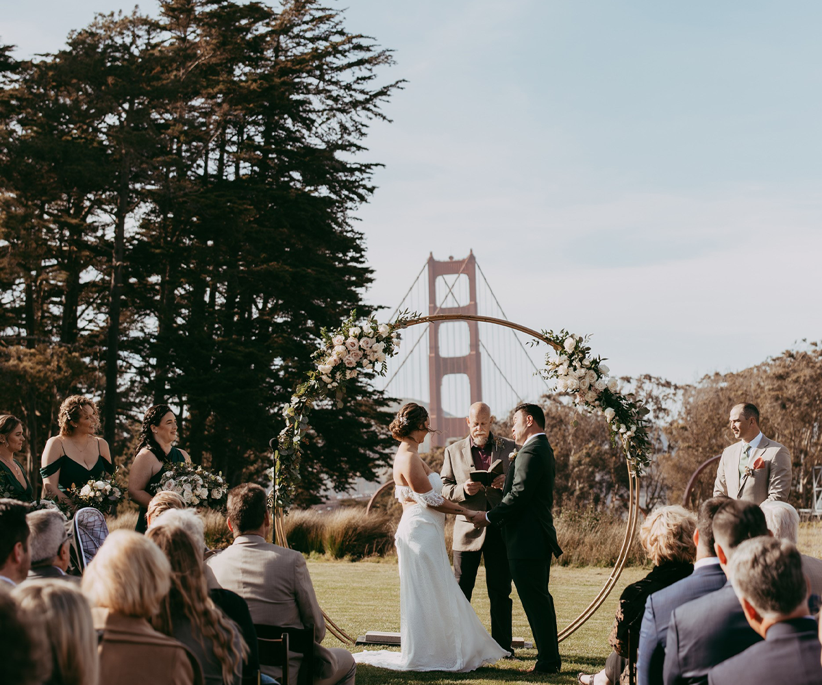 Golden Gate Bridge ceremony at Log Cabin by Wedgewood Weddings