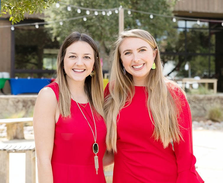 Jackie White (left) with her colleague, Teigan, relaxing at a formal banquet at our signature venue: Galway Downs in CA