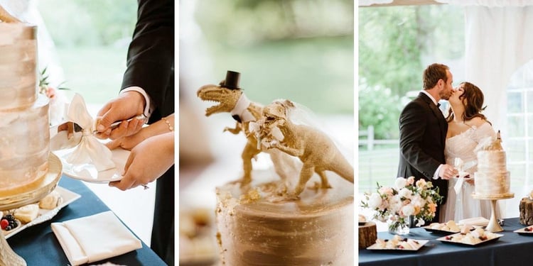 Dinosaur Wedding Cake: Romantic Creekside Summer Wedding at Boulder Creek