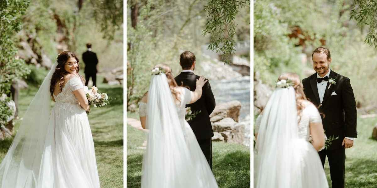 Premier coup d'œil: mariage d'été romantique au bord de la crique à Boulder Creek