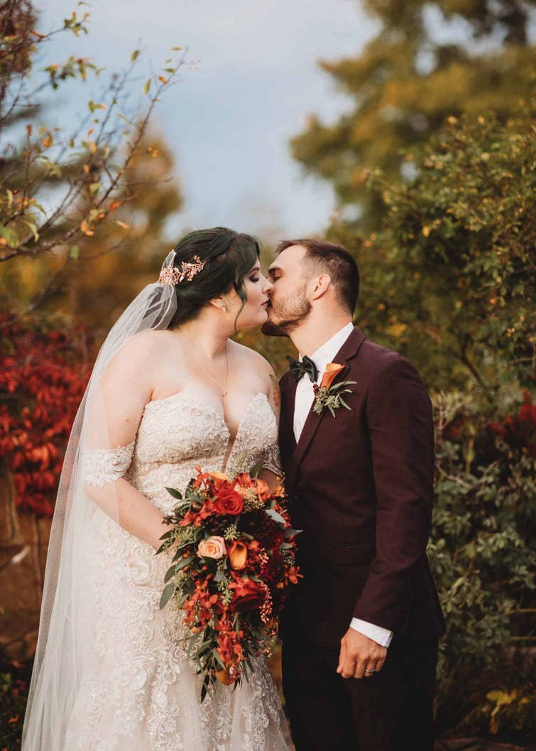 Fall Garden Kiss | Fall Wedding | Madison & Tyler's Wedding at Granite Rose