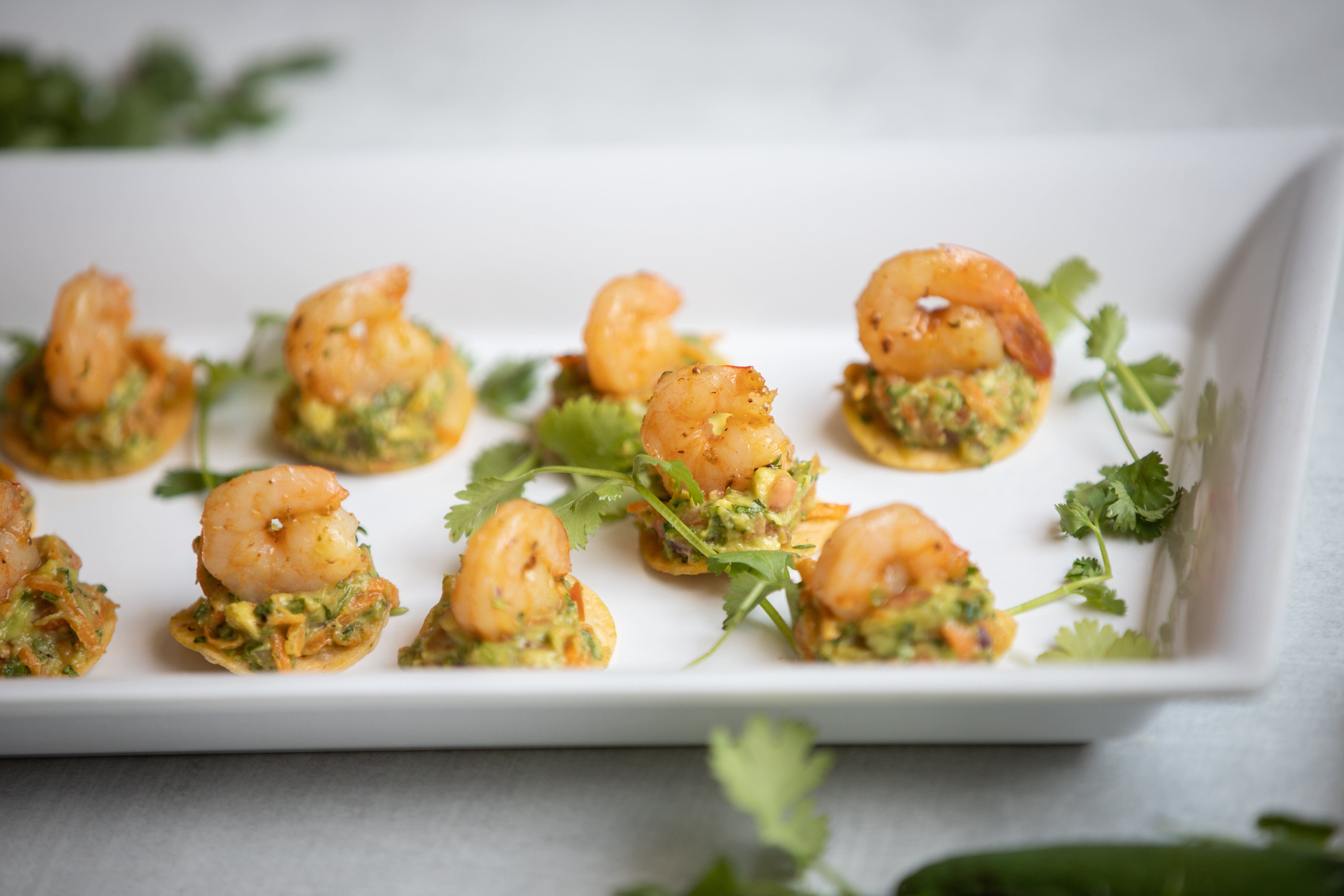 Mini shrimp tostadas