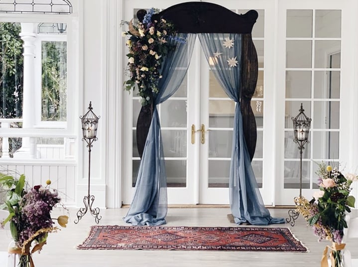 Minimal Indoor Ceremony Arrangement at Sequoia Mansion by Wedgewood Weddings