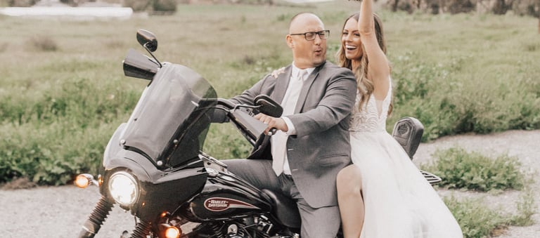 Motorcycle Couple - Orchard - Menifee, California - Riverside County - Wedgewood Weddings