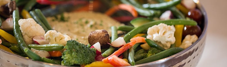 Rainbow Vegetable Platter with Pesto Hummus - Wedgewood Weddings Menu