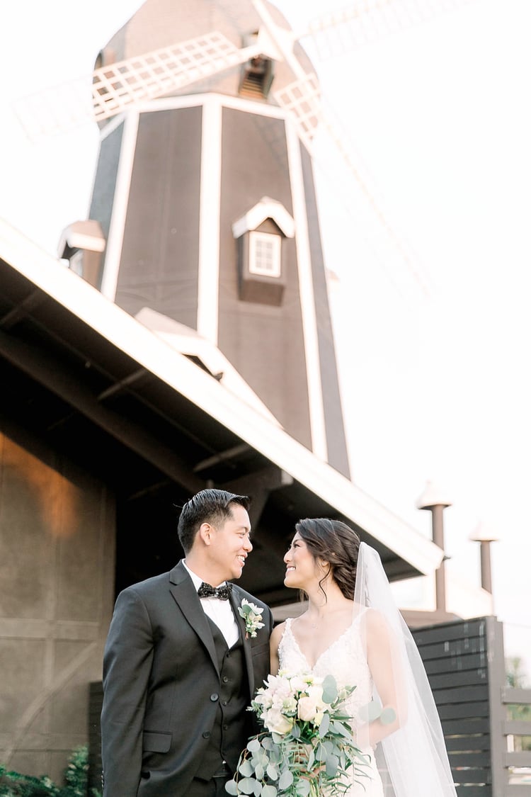 Bride & Groom In Front of The Carlsbad Windmill - Stephanie & Ryan