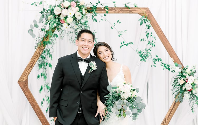 Bride & Groom In Front Custom Hexagon Wedding Altar - Stephanie & Ryan