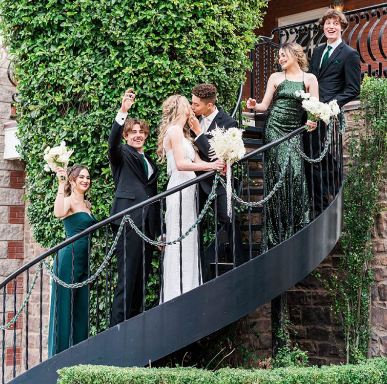 Black Spiral Staircase at Stonebridge Manor by Wedgewood Weddings