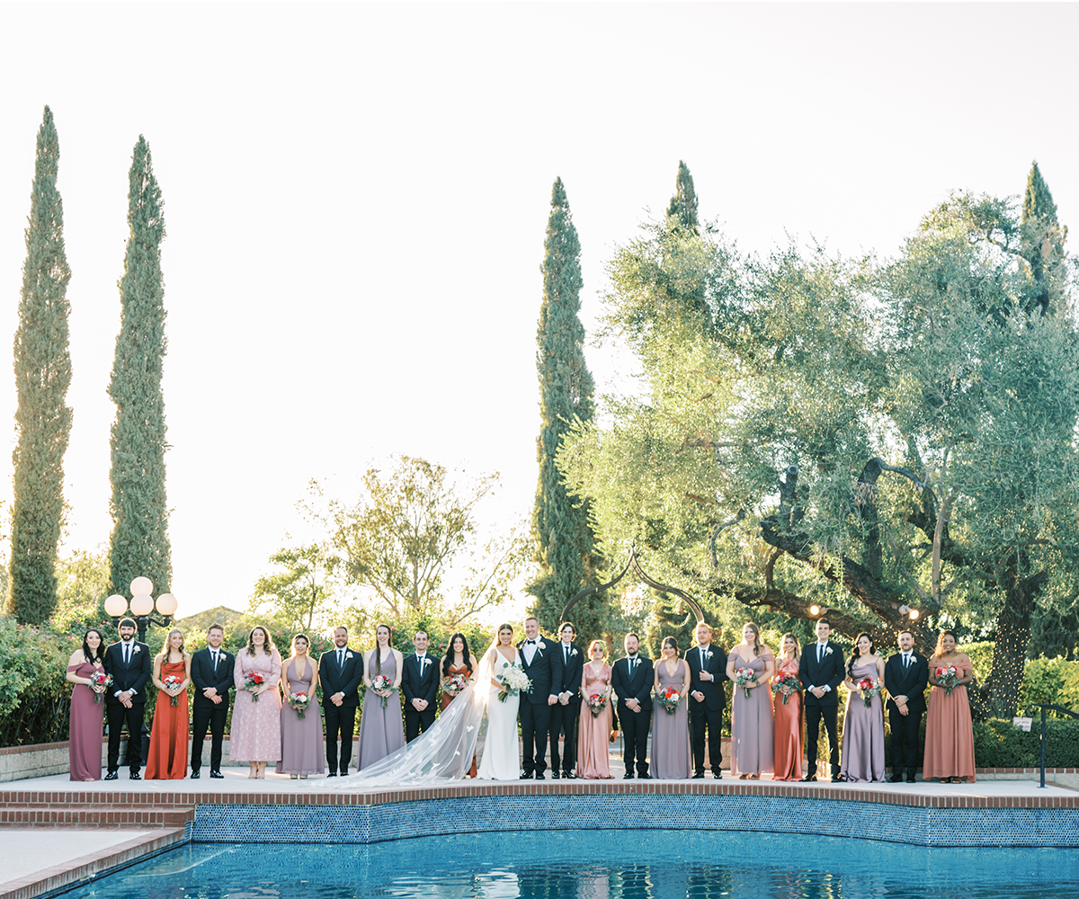 Wedding party by pool at Stonebridge Manor-1