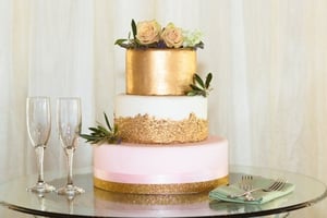 Pink and Gold Metallic Wedding Cake - Wedgewood Weddings