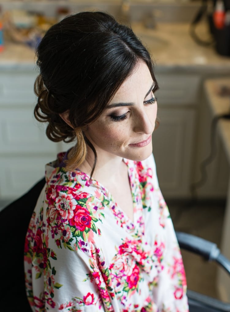 bridal updo and smokey eye makeup